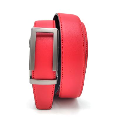 China Fashion Red Split Leather Golf Logo Color Automatic Buckle Men Belts Custom Carosung Belt Manufacturers-Suppliers for sale