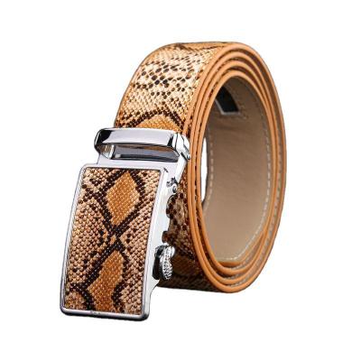 China 2021 High Quality Genuine Cowhide Python Skin Belt For Men 3.5cm Snakeskin Business Belts With Buckles for sale