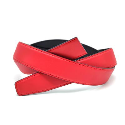 China Fashion Carosung Logo Red Real Split Cow Custom Leather Golf Belt 35mm Automatic Belt for sale