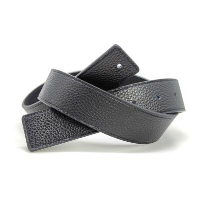 China Wholesale Custom Carosung Logo Black Top Grain Leather High Quality Belt Strap Only No Buckle in 32mm 35mm 38mm for sale