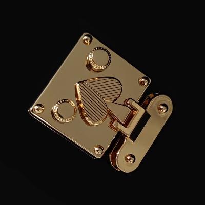 China Carosung Custom Stylish High Quality Gold Plated Bag Lock Hardware 18K 24K Bag Lock Press Buckle for sale