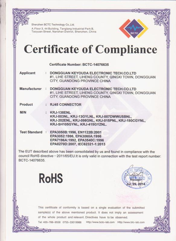 RoHS - Dongguan Keyouda Electronic Technology Co., Ltd.