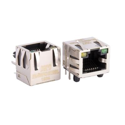 China PCB factory price single left right angle metal shielded lan rj45 jack, tag, LED for sale