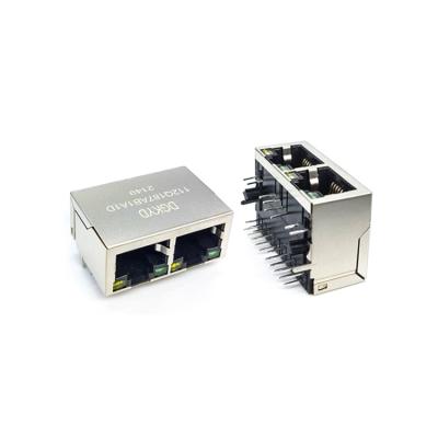 China PCB RJ45 10PIN Connector 1X2 Gigabit Ethernet Filter PBT DGKYD112Q187AB1A1D Phosphor Bronze Black for sale