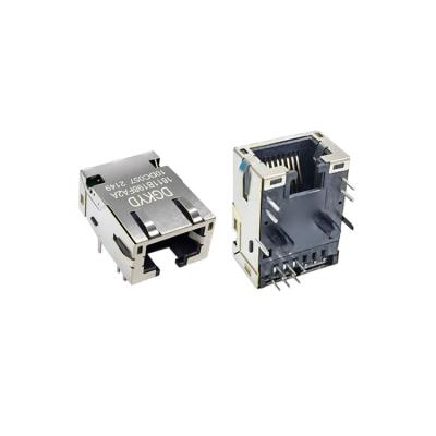 China Network 6Pin Ethernet Cat6 Connector RJ45 Shielded Single Left Socket DGKYD1611B198FA2A10DC057 Network PCB 90 Degree for sale