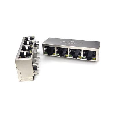 China Direct PCB RJ45 Network Integrated Filter 1X4 Connector 8P8C 6U With 8PIN Light Shielding Connector for sale