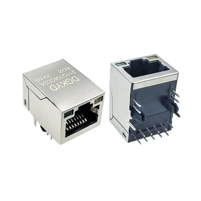 China DGKYD211Q104CD2A4DZ gigabit port cat6 ethernet connector LED 10P8C rj45 modular jack single pcb jack for sale