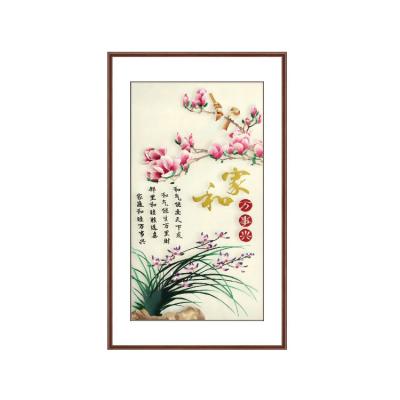 China Modern Suzhou Embroidery Finished Frame Solid Wood Painting Silk Living Room Art Wall for sale