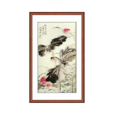 China 2022 Best Selling Modern Lotus Customizable Oil Painting Wind Embroidery Frame Chinese Inks for sale