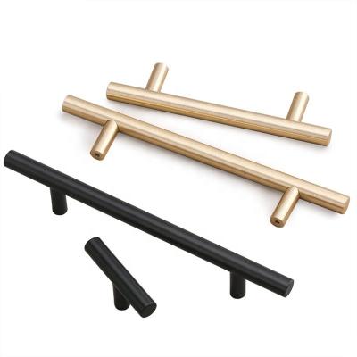 China Modern Solid Black Door Handle Aluminum Alloy Wardrobe Cabinet Drawer Handle Clothing Cabinet Door Gold Aluminum Handle for sale