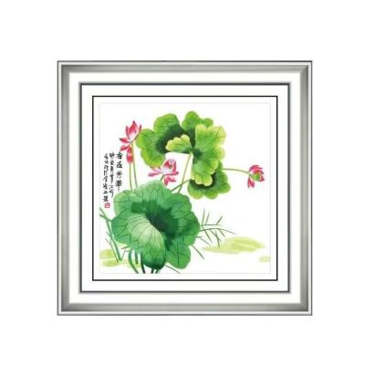 China Handmade Silk Embroidered Wall Hanging Modern Idyllic Art Painting Lotus Wall Canvas Art for sale