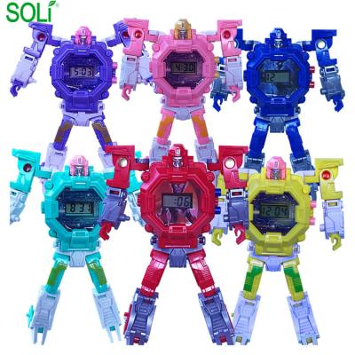 China Toy Creative Small Gift Electronic Toy Gift Watch Children Deformation Robot for sale