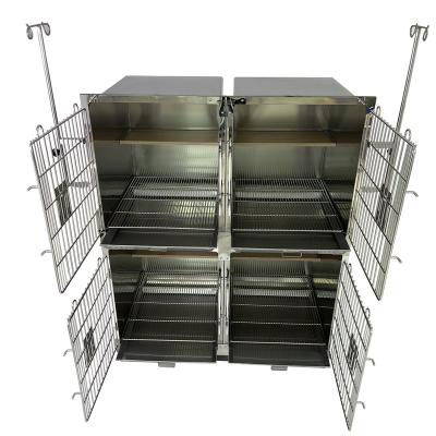 China Breathable Households widely use moveable Stainless steel 4 cages with wood board for sale