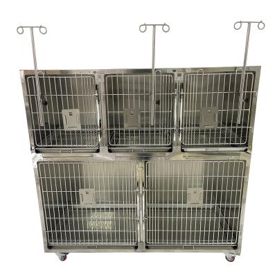 China 5 Stainless Steel Breathable Detachable Cages 2 Layers Cage With Infusion Rod For Pet Hospital for sale