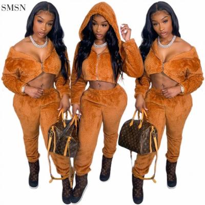 China Solid Color Crop Casual Jogging Head Anti-Pilling 2 Piece Set Two Piece Pants Set Women Womens Sets for sale