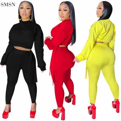 China Casual crop tops women's anti-pilling clothing two-piece pants sets women two-piece set women sets two-piece for sale