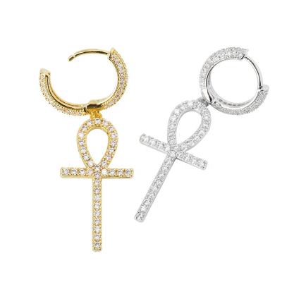 China Mister Jewelry Drop Earring Ankh Drop Earrings 18k Gold Plated, Cross Ankh Drop Earrings for sale