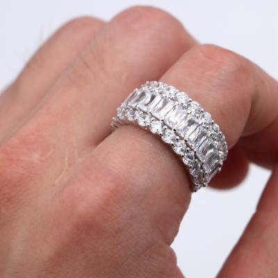 China Iced Out Wholesale Price Iced Out Mens Sterling Silver 925 Ring Baguette S925 Ring For Women Men for sale