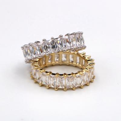 China Wholesale Hiphop Men's Crystal Ring Shiny Crystal Baguette Key Ring for Women for sale