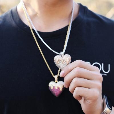 China Long Color Now In Running Hip Hop Crystal Couples Breakable Heart Pendant Necklace Pendant Set for sale