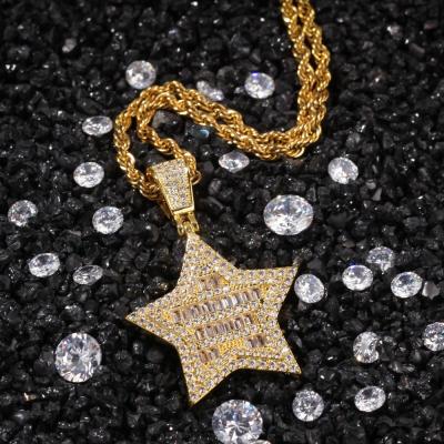 China Punk ready to ship latest design Crystal Pendant Five Angel Star Crystal Stone Necklace Chain pendant for sale