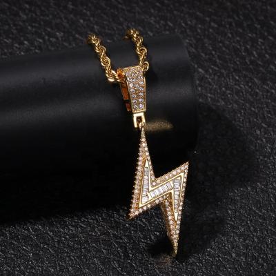 China Misterjewelry Diamond Lightning Bolt Pendant 18k Plated, Baguette Diamond Pendant for sale