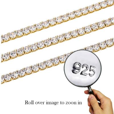 China Misterjewelry 4mm Silver Tennis Chain 925 CZ Setting Stone , Mens Tennis Chain for sale