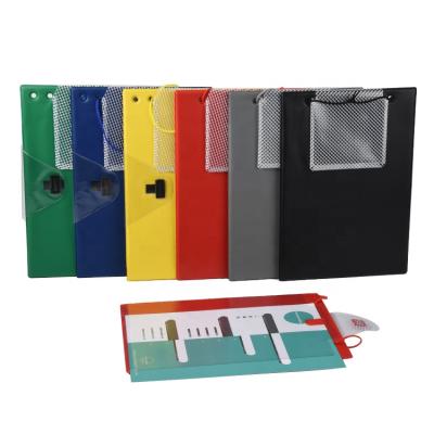 China Clipboard Folder with Plastic Pen and Document Holder Pockets PVC File Holder Clipboard with Storage Paper Pockets and Pen Holder for sale