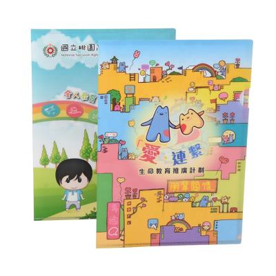 China Eco-friendly Custom Colorful Printing Plastic Bag Clear L Shape Factory Price A4 PP Classification Folder for sale