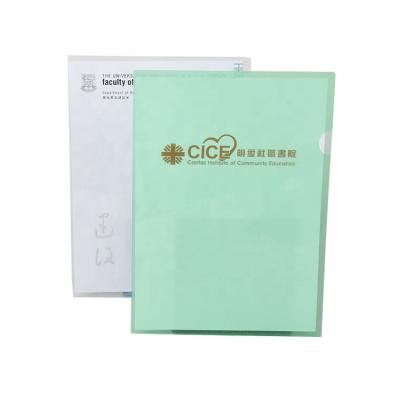 China Custom Logo Waterproof Visible Transparent A4 Eco-friendly Gold Foil Size L Form Clear PP Folder for sale