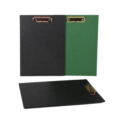 China Sturdy and durable to use Customized Logo Waterproof A4 size menu board PU leather clipboard with gold clip for sale