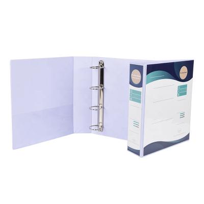 China Eco-friendly 4 Inch Empty White Holes PVC 3 Full View Binder With Pockets On Front / Spine / Back for sale