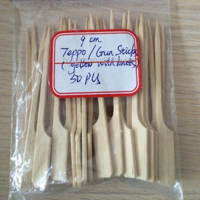 China Easily Cleaned Food Paddle Sticks Toss Teppo Bamboo Skewer Meat Food Vegetables Bamboo Picks for sale