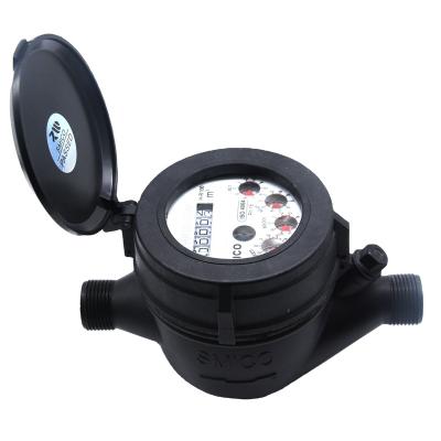 China plastic housing DN15 Multi-jet water meter Dry type Plastic Nylon black color Water flows Meter for sale