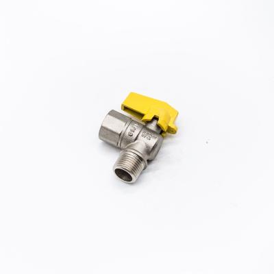 China Brass angle gas ball valve with yellow handle female and male for sale