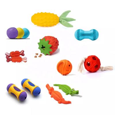 China Multiple Choice Stocked Rubber Ball Dog Treat Chew Toy Amazon Plush Silicone Holidays Gift Pet Toy Set for sale