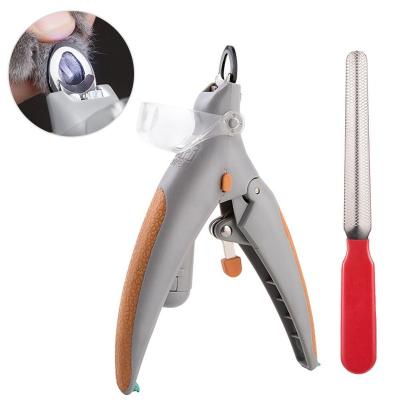 China Nail Stocked Stainless Steel Cat Nail Clippers Pet Nail Scissors Silicone Painess Dog Clippers and Trimmer with Led Light for sale