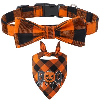 China Stocked 2022 New Towel Collar Pet Halloween Costume Dog Halloween Bandana Set Holiday Supplies for sale