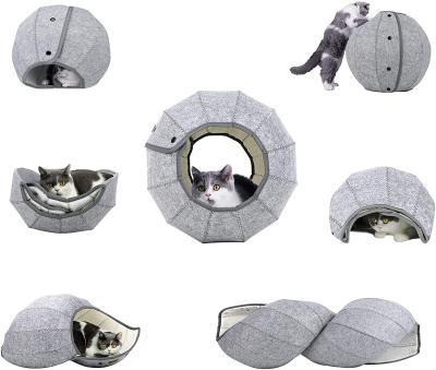 China Folding Deformable Breathable Cat House Natural Pet Bed Cute Washable Breathable Cat Bed With Tunnel for sale