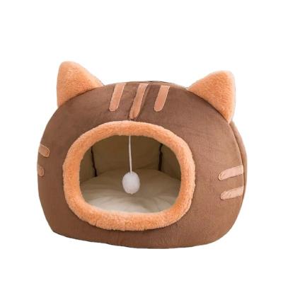 China New Removable Cover Pet Nest Bed Room Products Cartoon Plush Dog 2022 Warming Soft Custom Cat Bed Fluffy for sale