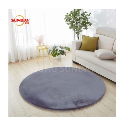 China Stain Resistant Round Faux Rabbit Fur Blanket For Home Decor for sale