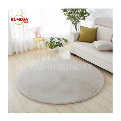 China Stain Resistant Round Faux Rabbit Fur Blanket For Home Decor for sale