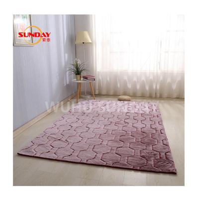 China Stain Resistant Quilted With Trick Faded Faux Rabbit Fur Blanket for sale