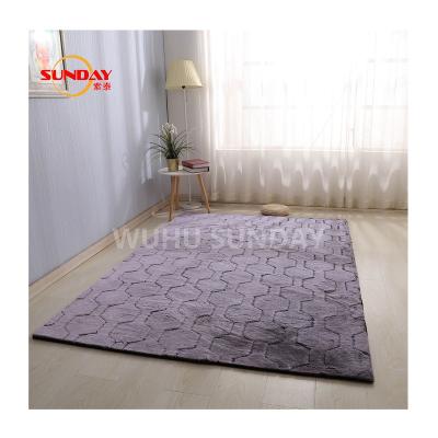 China Stain Resistant Quilted With Trick Faded Faux Rabbit Fur Blanket for sale