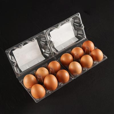 China Business& Chinese Factory Wholesale 12 Holes Transparent Custom Clear Plastic PET Egg Packing Box Container Trays For Chicken Egg for sale