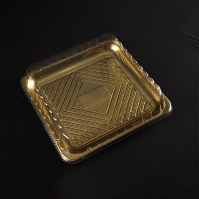 China Lower price high quality plastic PET container freshness preservation making sushi gold tray for rice and cake for sale