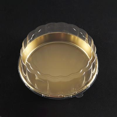 China Freshness Preservation Customized Disposable Round Transparent Cake Pastry Cardboard PET Golden Food Packaging Container For Fruit for sale