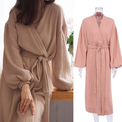 China QUICK DRY Winter 2022 Fall One Pieces 100%cotton Chiffon Long Dresses Women Girl Nightgown Women's Sleepwear for sale