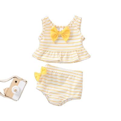 China Wholesale Eco-Friendly Striped Infant Beachwear Cute Kids Girls Swimsuit Models for sale