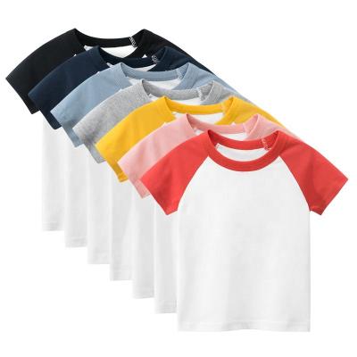 China 100%cotton loose white baby shirts summer breathable raglan baby shirts custom boys kids t-shirts for sale